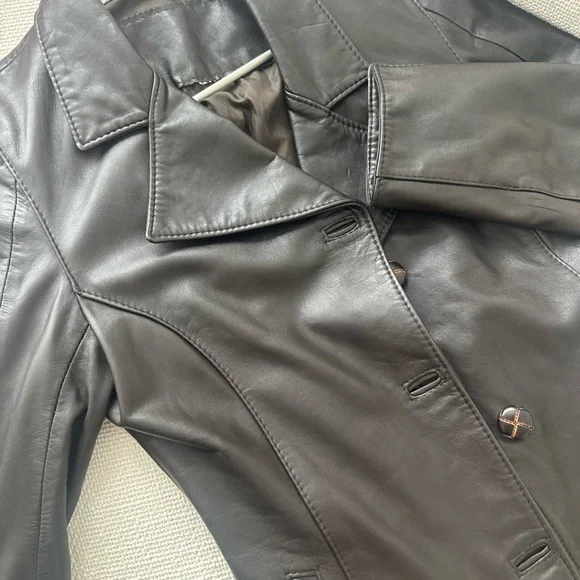 VINTAGE DARK BROWN LEATHER BLAZER/JACKET